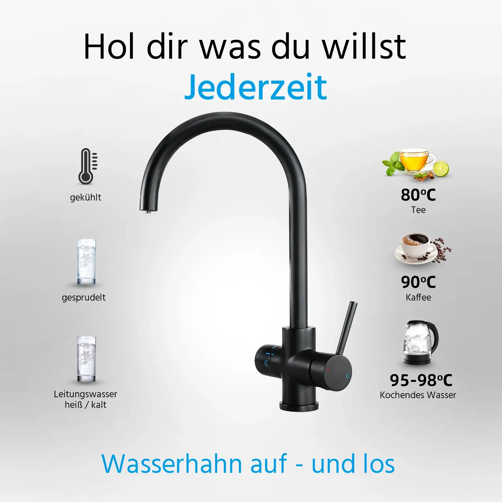 HappyFilter FizzRed - heiß | kalt | gesprudelt - Ein Wasserhahn