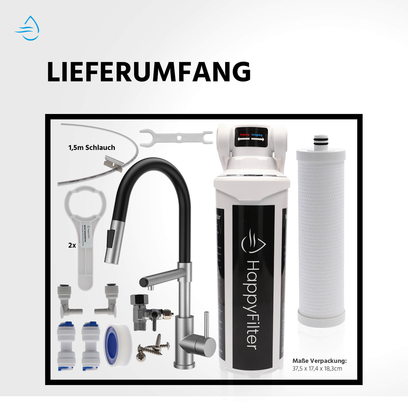Kalk Wasserfilter mit 3-Wege-Wasserhahn