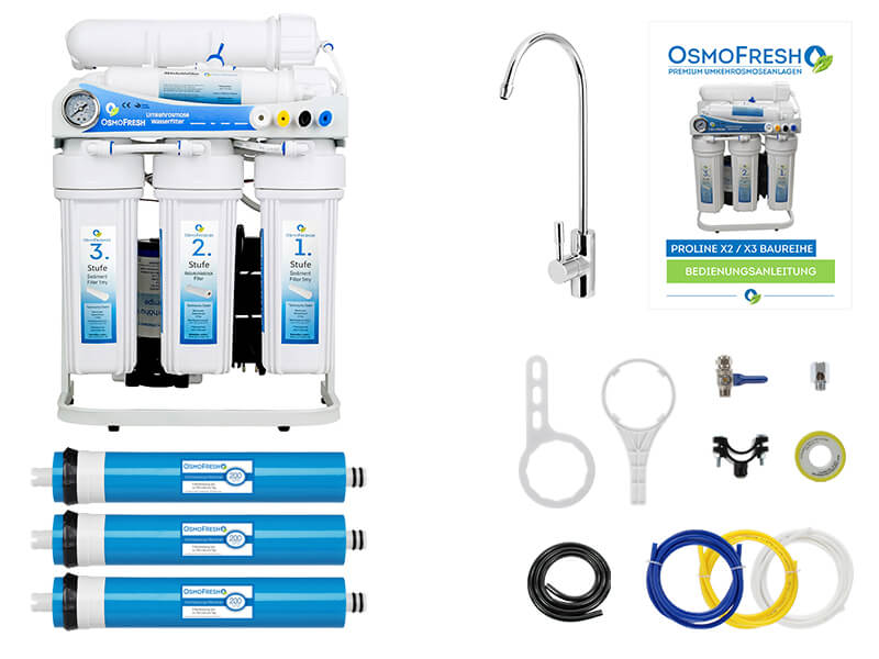 Osmoseanlage Proline X3 mit 1,6l/min (600GPD) mit Aqua Curve (3 Wege)