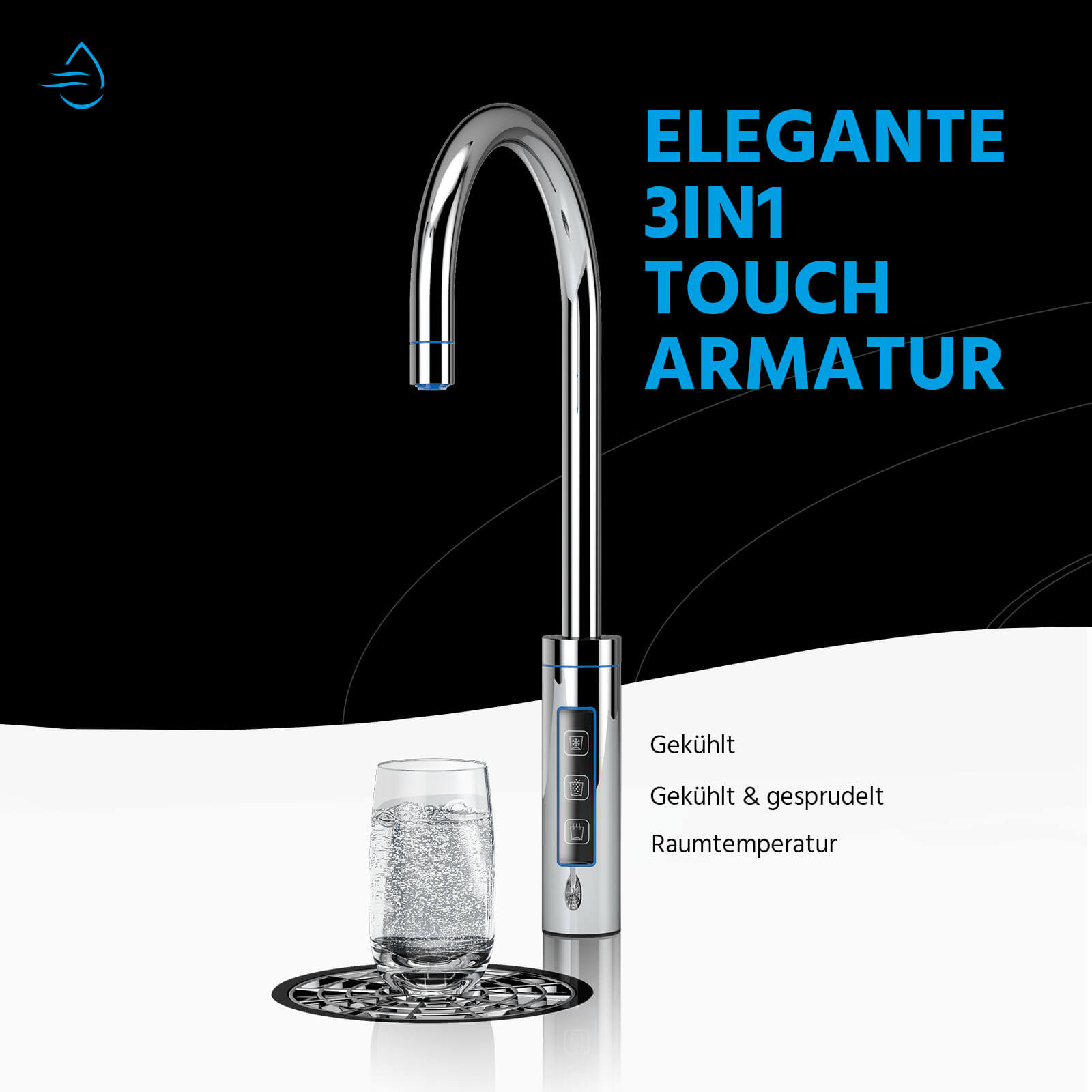 3in1 Touch Armatur HappyFilter Wassersprudler;tig