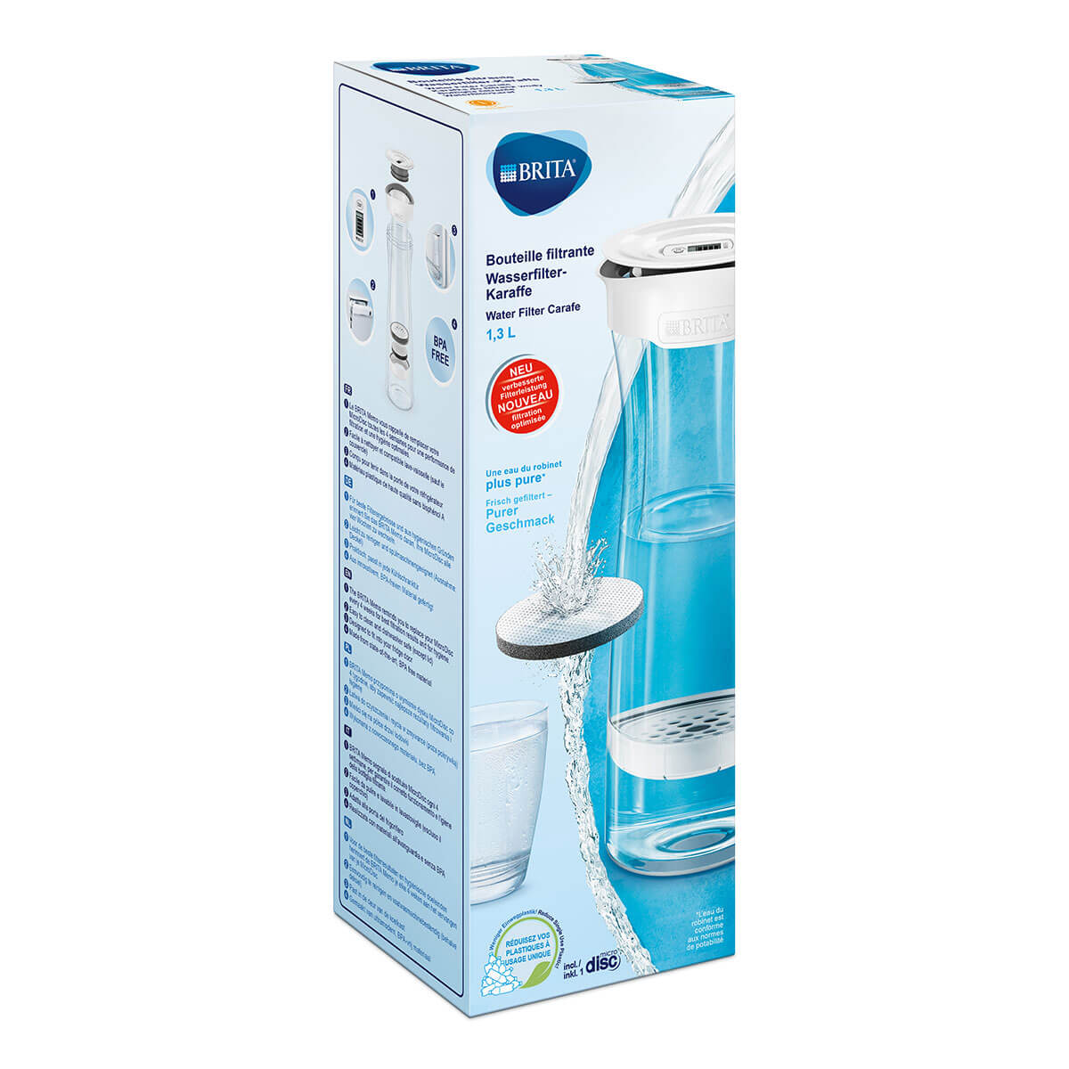 Verpackung der Karaffe in weiß und Grau in Quer
