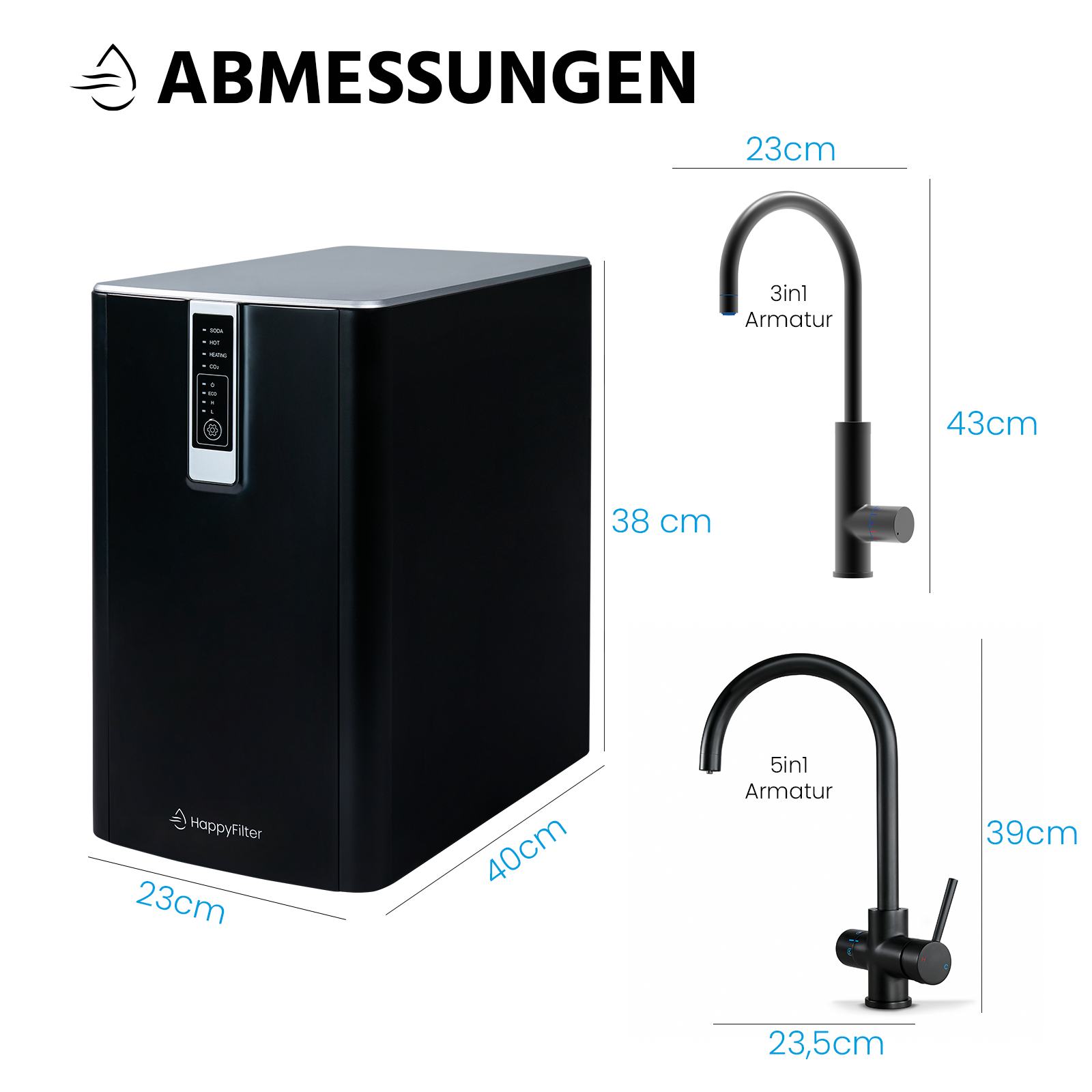 HappyFilter FizzRed - heiß | kalt | gesprudelt - Ein Wasserhahn